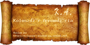 Koleszár Annamária névjegykártya