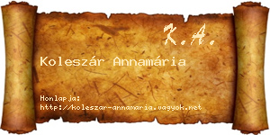 Koleszár Annamária névjegykártya